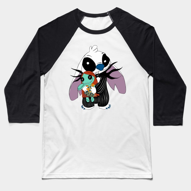 Nightmare before Christmas Stitch Baseball T-Shirt by Nykos